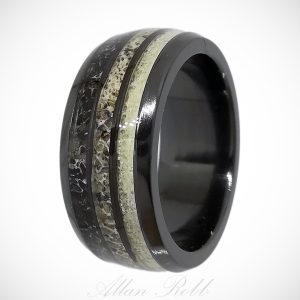 Black Zirconium and Deer antler Inlay Ring