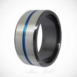 Two-tone Black Zirconium with Metallic Blue Inlay