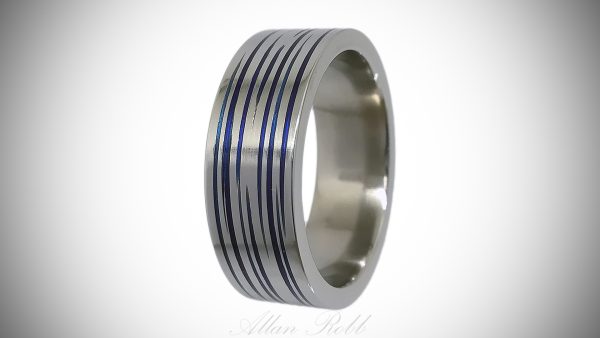 Titanium With Directional Scratches Filled With Resin