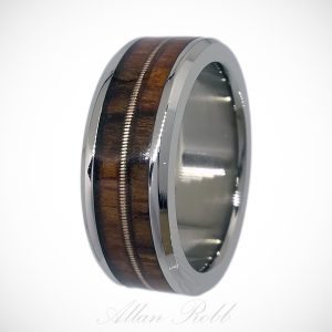 Guitar string and Wood Titanium Ring